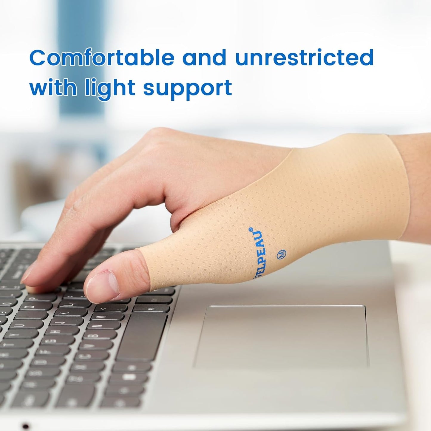 VELPEAU Thumb and Wrist Compression Sleeve for Tendonitis (Pack of 2), Seamless Technology, Gloves Wraps for Arthritis Pain Relief for Women & Men, Splint Liner, Fits Both Hands (Khaki, Long Version, S)