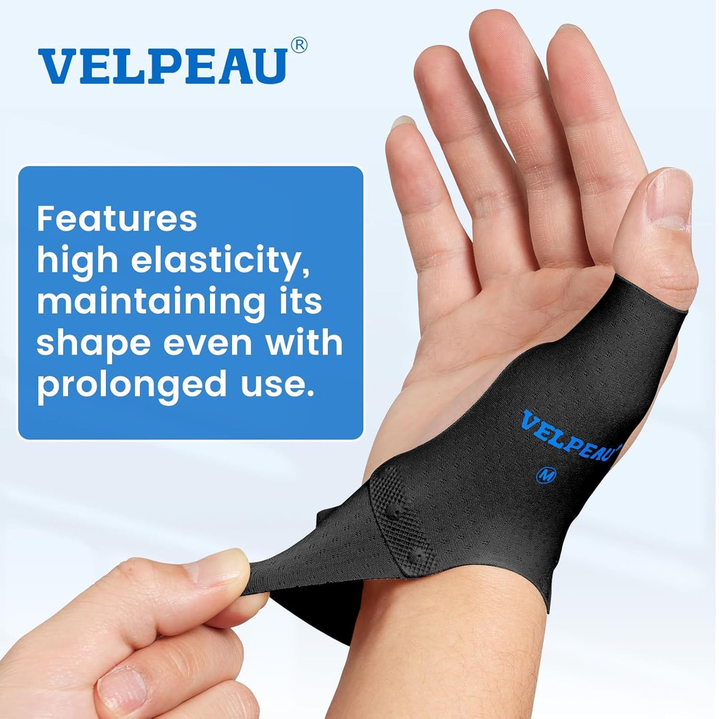 Velpeau Thumb Compression Sleeve for Tendonitis (Pack of 2), Seamless Technology, Gloves Wraps for Arthritis Pain Relief for Women & Men, Splint Liner, Fits Both Hands (Black, Short Version, L)
