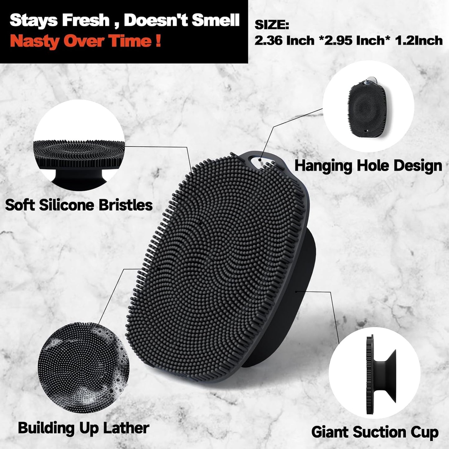 2 PCS Face Scrubber, Soft Silicone Face Exfoliator with Suction Cup for Man and Women Deep Skin Clean, Gentle Facial Cleaning Brush Suitable for All Sensitive Skin (Black)