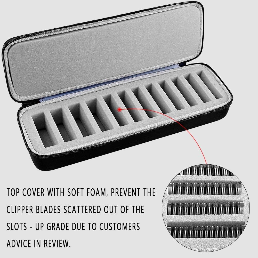 Comecase Grooming Clipper Blade Case Holder Organizer - Hard Travel Carrying Storage Holds 12 Blades - Upgrade