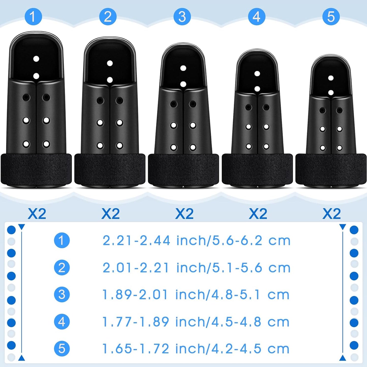 BBTO 10 Pcs Mallet Finger Splint, 5 Sizes Finger Support Brace Stabilizer Straightener Plastic Fingertip Protectors Arthritis Knuckle Immobilization for Thumb Pinky Middle Index Ring(Black)