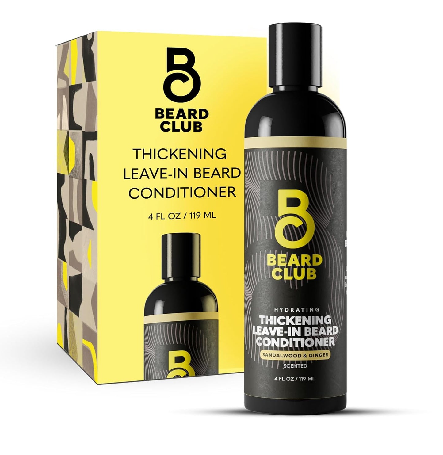 The Beard Club Thickening Leave-In Beard Conditioner for Men – Sandalwood & Ginger Cream – Hydrating Moisturizer, Softener & Lotion – Nourishes, Strengthens & Provides Itch Relief – 4oz