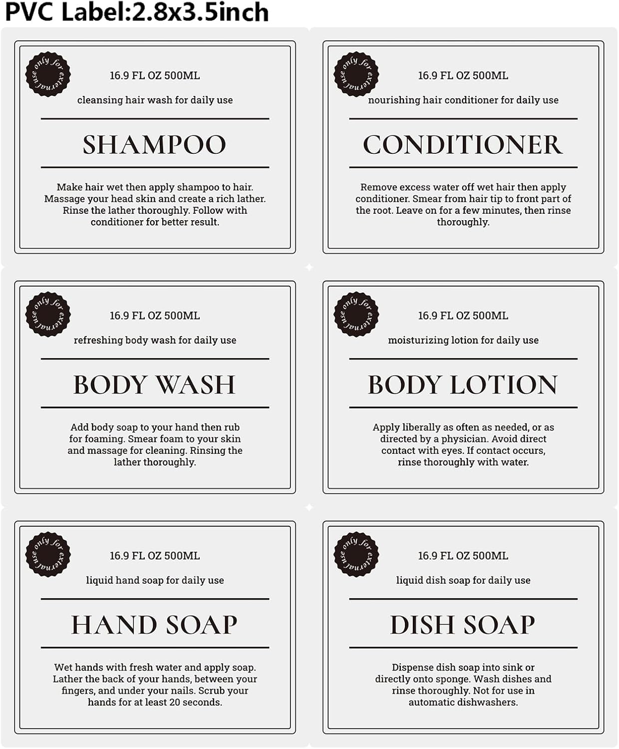 Empty Plastic Bottles with Pump Dispenser and Labels Included, Refillable Travel Containers for Hand sanitizer Shampoo Lotion, etc - BPA/Paraben Free, 500ml/16.9oz (Amber, 4 Pack)