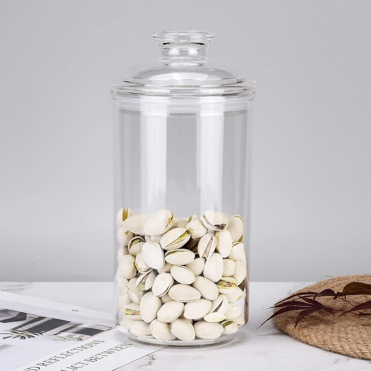 34oz Acrylic Storage Jar, Airtight Lid with Silicone Sealing Ring, Ideal Canister Container for Sugar, Tea, Spices, Herbs, Shells, Bath Salt, Christmas Decorative Apothecary Jars