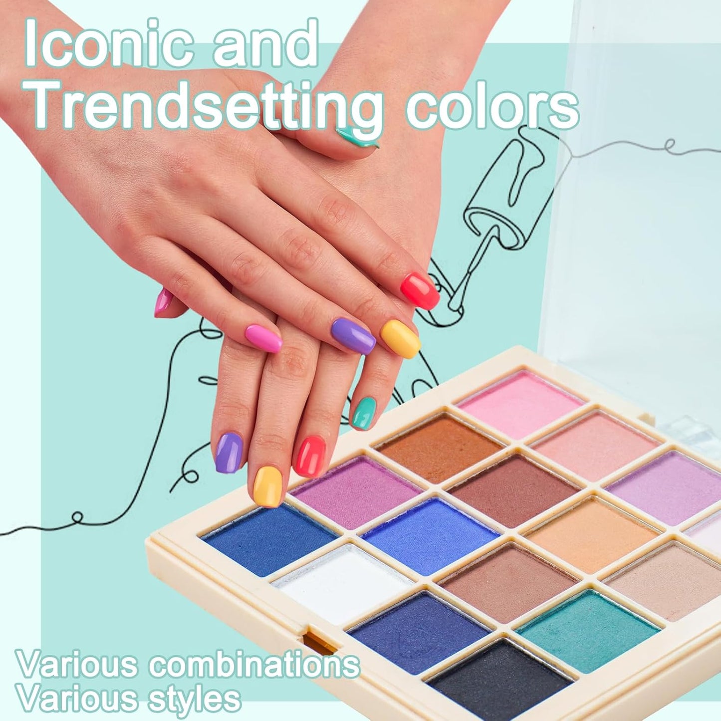 16 Colors Nail Pigment Powder Palette, Solid Pigment Powder for Nails Set Colored Nail Powder Pigmentos para Uñas, Nail Art Palette Manicure DIY Accessories