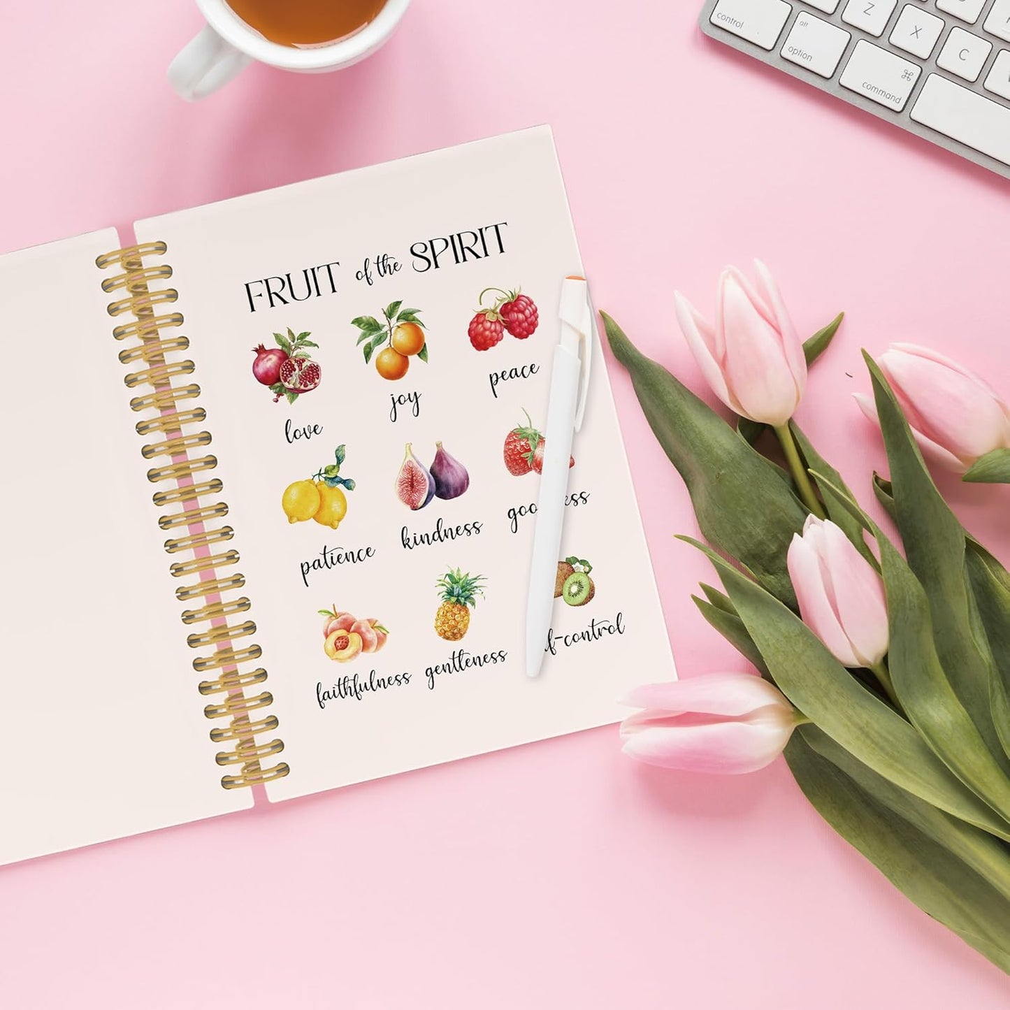 XPH Fruit of The Spirit Christian Spiral Notebook, Bible Verse Journaling Notebooks for Note Taking, Religious Hardcover Journal for Writing 160 Pages 5.5 x 8.3 Inch, Christian Gifts for Women men