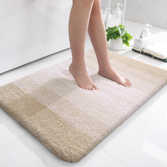 OLANLY Bathroom Rugs Mat 36x24, Extra Soft Absorbent Microfiber Bath Rugs, Rubber Backing, Quick Dry, Machine Washable Bath Mats for Bathroom Floor, Tub and Shower, Home Decor Accessories, Light Beige
