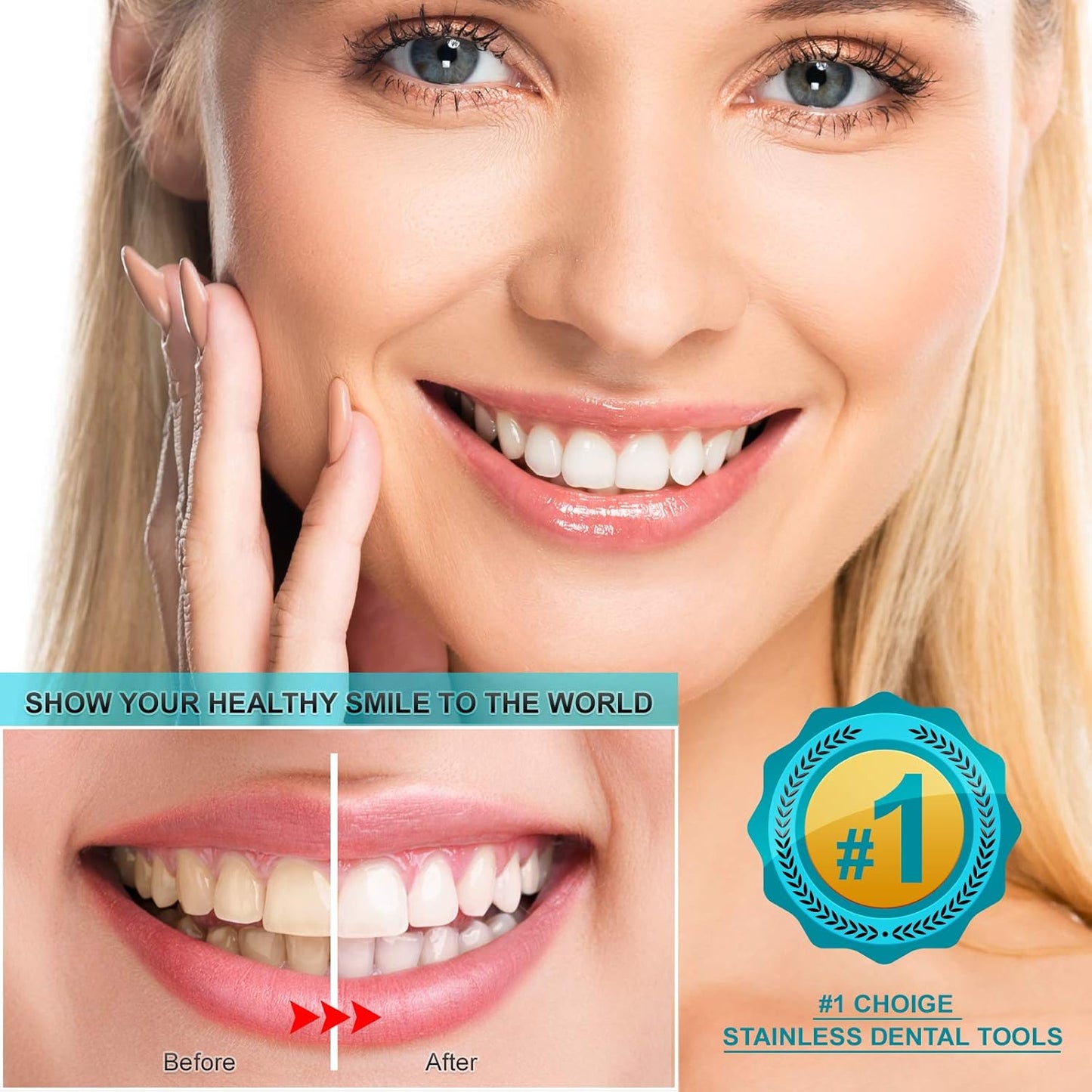 Dental Tools, 6-Pack Stainless Steel Teeth Cleaning Kit - Dental Scraper, Pick, Mouth Mirror, Tweezer for Dentist, Personal, Pets - Tartar & Plaque Removal