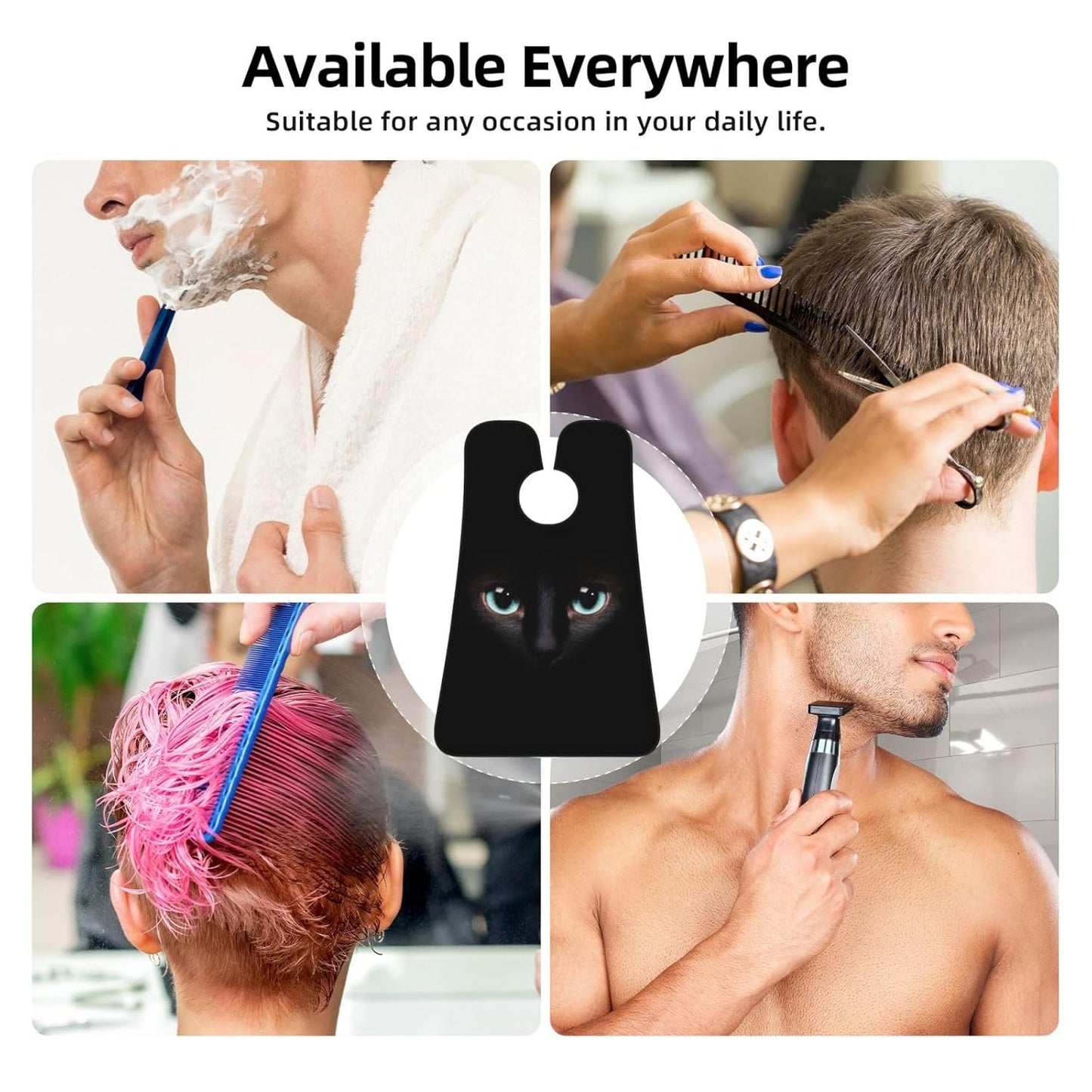 Cat Eye Beard Bib Apron, Beard Hair Catcher For Men Shaving, Waterproof With Suction Cups
