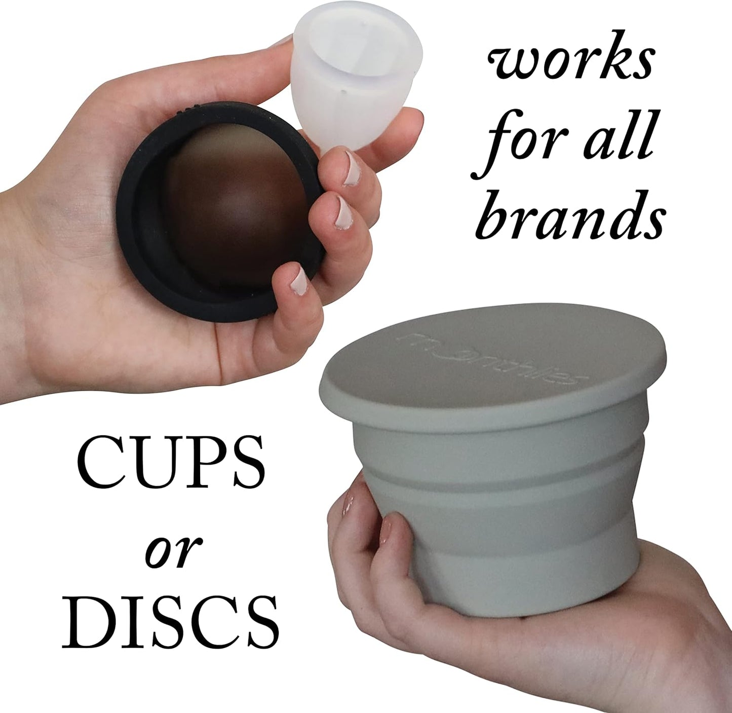 Menstrual Cup Sterilizer, Period Disc Cleaner, Period Cup or Menstrual Disk Travel Wash Case, Multi-Use Shaker for Cleaning or Storage Container, Reusable Menstral Sanitizer (Grey)