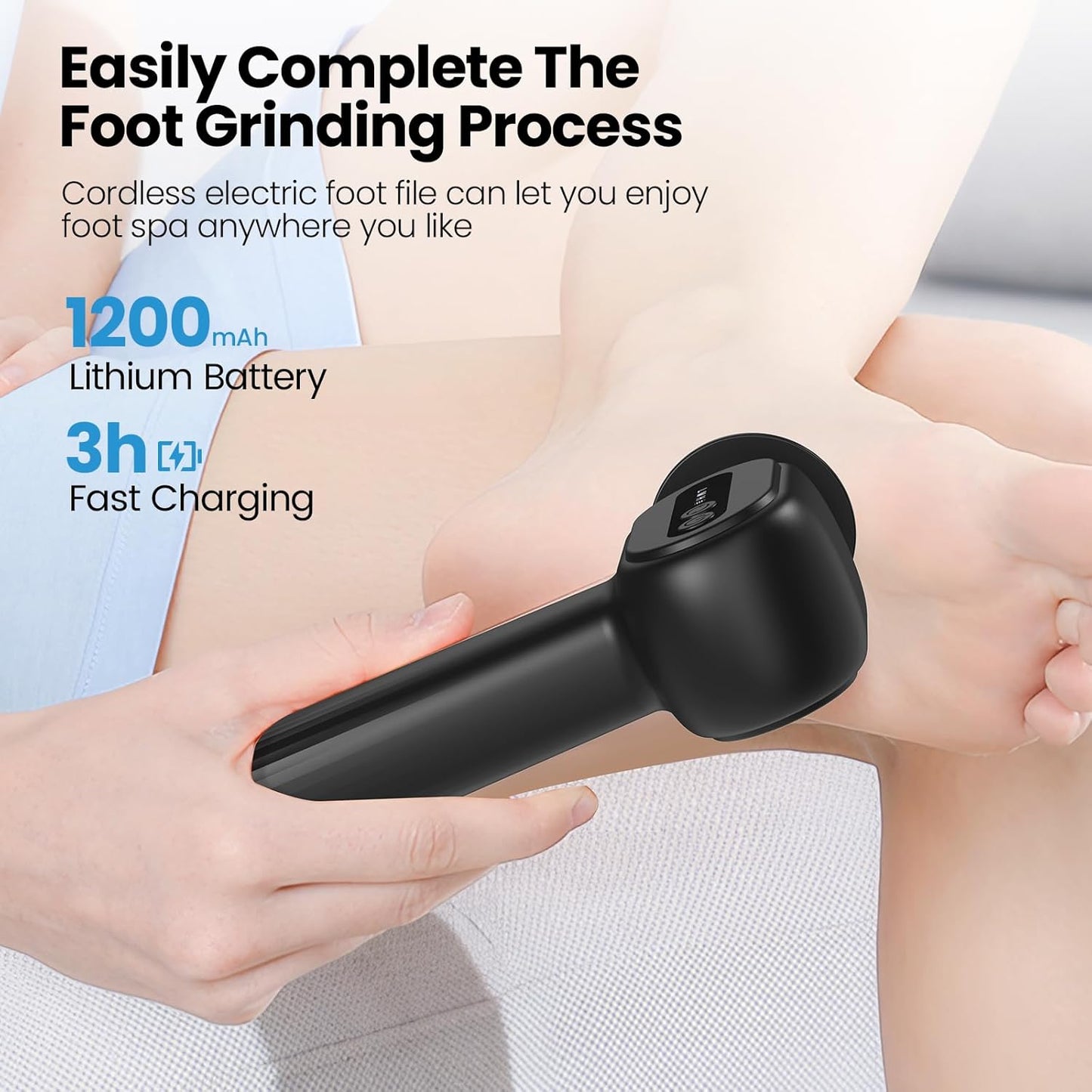 Electric Callus Remover for Feet, 2 in 1 Electric Foot File Grinder, Rechargeable Cordless Foot Scrubber for Dead Skin, Adjustable Speed with Sandpaper Discs, Professional Pedicure Tools,Black