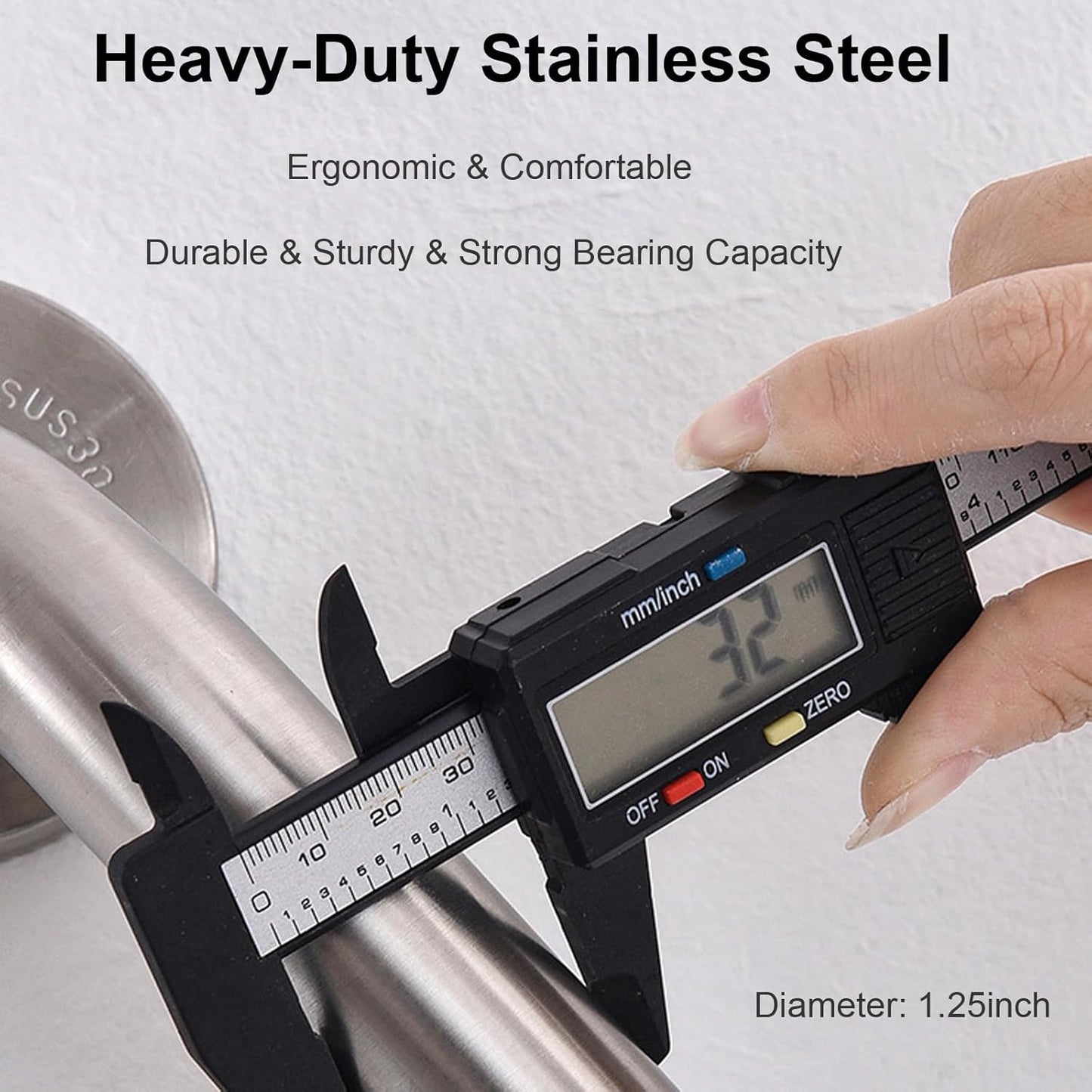 16 Inch Stainless Steel Grab Bar for Shower & Bathtub - Anti-Slip Safety Handle with Knurled Grip, Heavy-Duty Bathroom Hand Rail for Elderly Disabled, Secure Mounting Rustproof Easy Installation