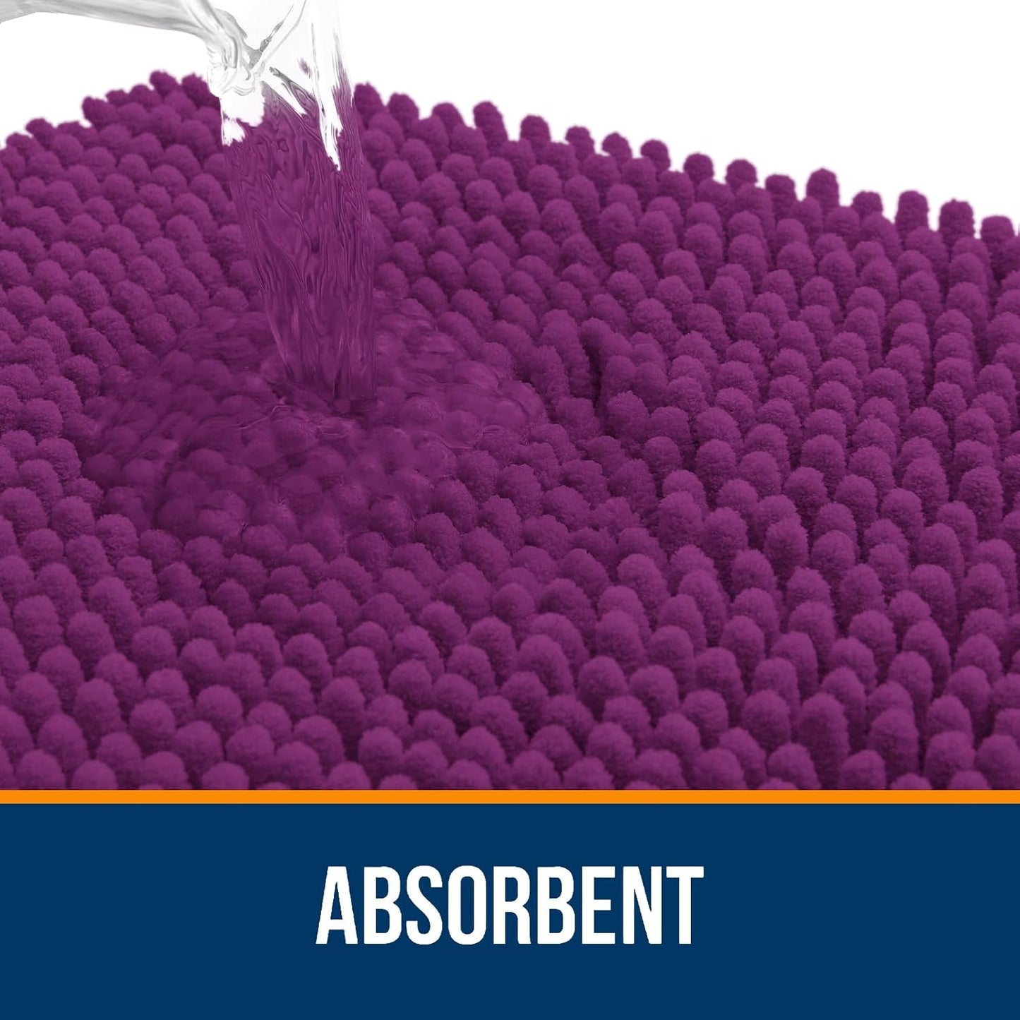 OLANLY Bathroom Rugs 24x16, Extra Soft Absorbent Chenille Bath Rugs, Rubber Backing Quick Dry, Machine Washable Bath Mats for Bathroom Floor, Tub and Shower, Home Decor Accessories, Purple