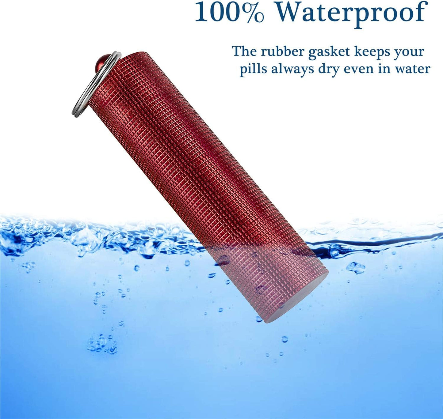 PPFISH Portable Daily Pill Case, 3 Compartments Anti-Skid Aluminum Alloy Waterproof Pill Box Dispenser, Small Pocket Pill Container, Keychain Pill Fob, Travel Pill Holder for Men Women