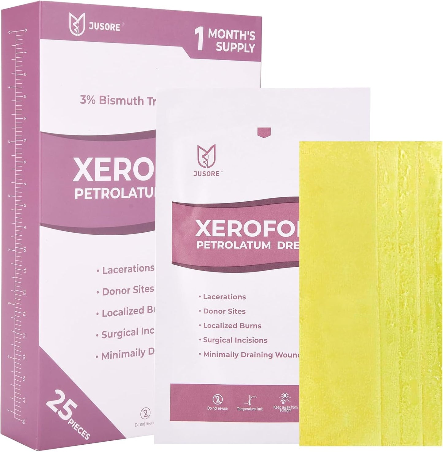 Xeroform Petrolatum Dressing Gauze 5"x9" - Individual 25 PCs, Non Stick Gauze Pads, Soft Mesh Xeroform Would Dressing for Wound Care, Surgical Incisions, Burns, Lacerations & Skin Grafts