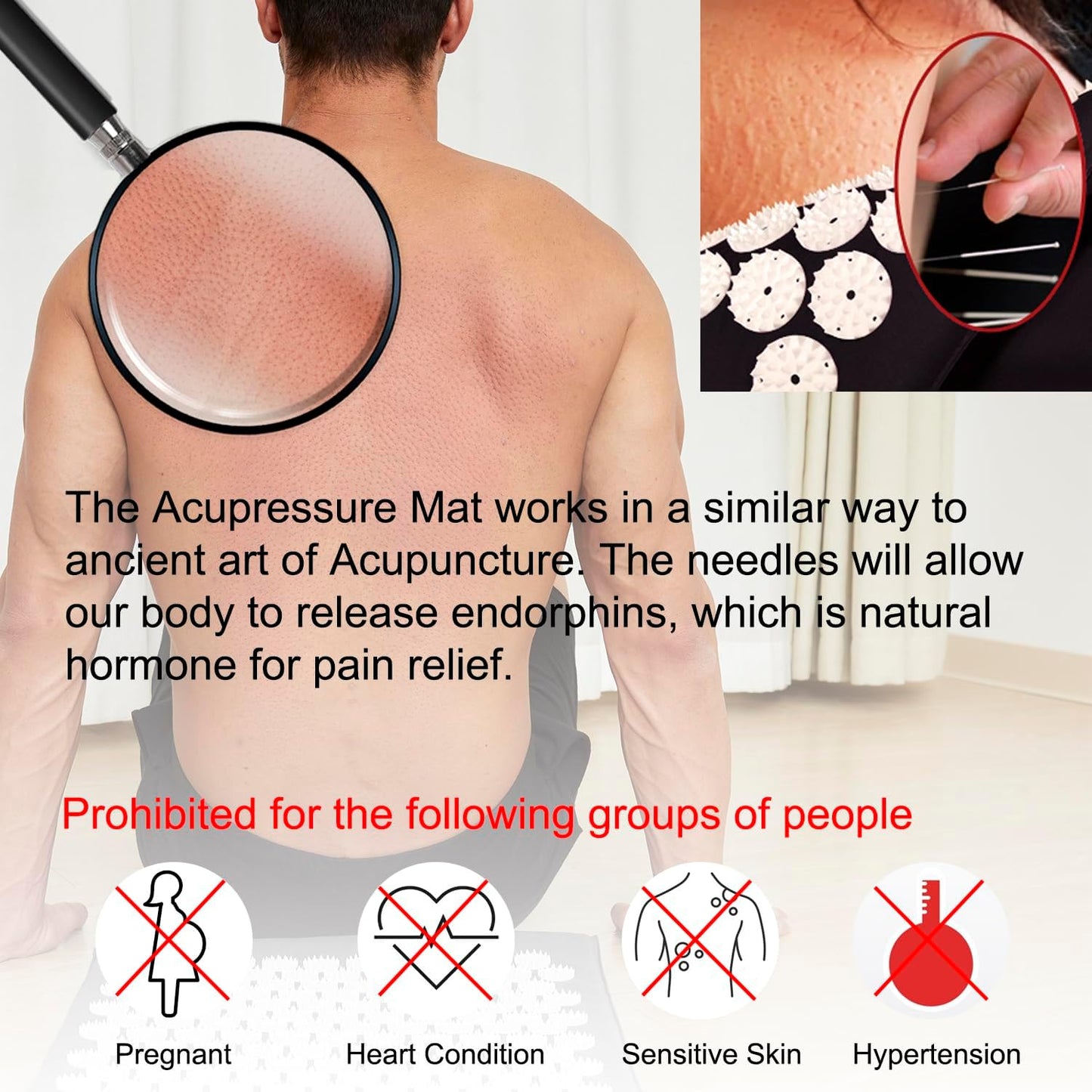 Acupressure Mat and Pillow Set with Bag - Large Size 28.7 X 16.5 inch Acupuncture Mat for Neck & Back Pain, Muscle Relaxation Stress Relief, Sciatica Pain Relief Pillow (Gray)