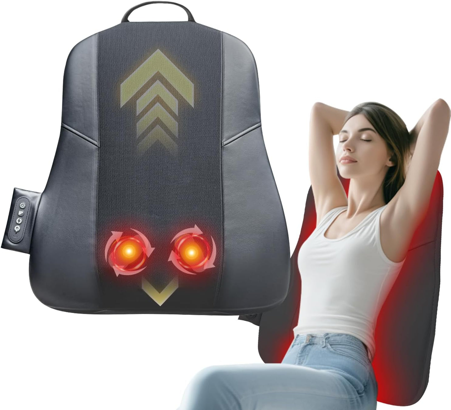 Back Massager for Pain Relief Deep Tissue, Ultrathin Rolling Up and Down Full Back Massage with Heat, 4D Shiatsu Kneading, Shoulder Massager, Extended Widened Design for Home, Office, Car Use, Black