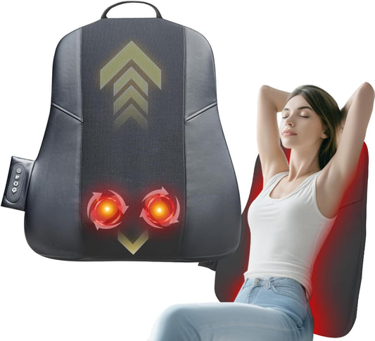 Back Massager for Pain Relief Deep Tissue, Ultrathin Rolling Up and Down Full Back Massage with Heat, 4D Shiatsu Kneading, Shoulder Massager, Extended Widened Design for Home, Office, Car Use, Black
