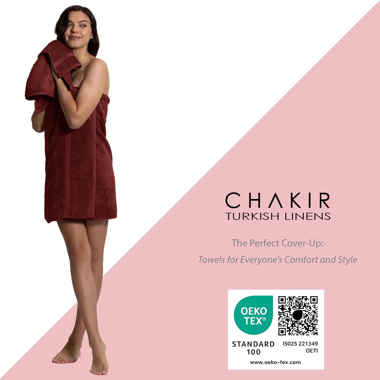 Chakir Turkish Linens | Hotel & Spa Quality 100% Cotton Premium Turkish Towels | Soft & Absorbent (4-Piece Bath Towels, Cranberry)