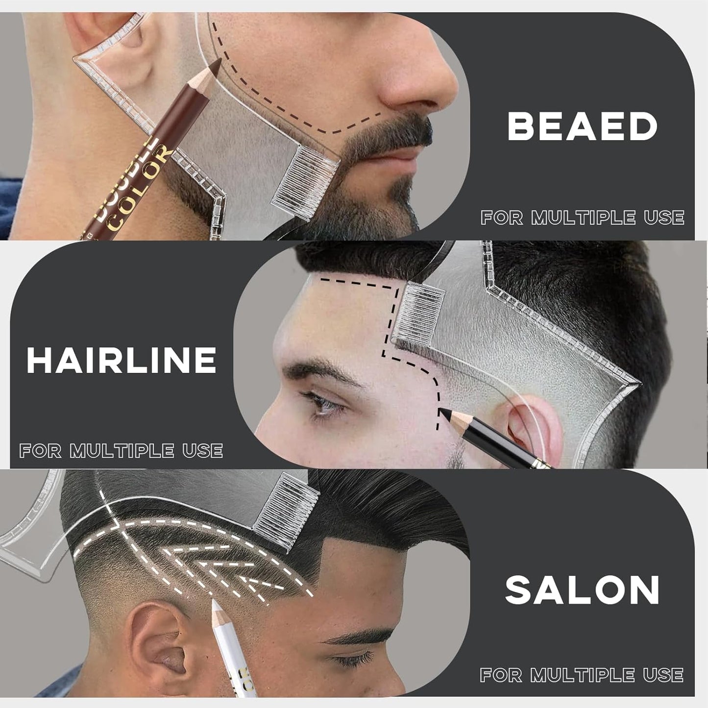 Barber Pencil for Lineup Magic Hairline Enhancement Beard Guide Shaping Pencils for Design Razor Trace Black Brown White Barber Chalk Pencils Set with Sharpener Ruler Brush for Men