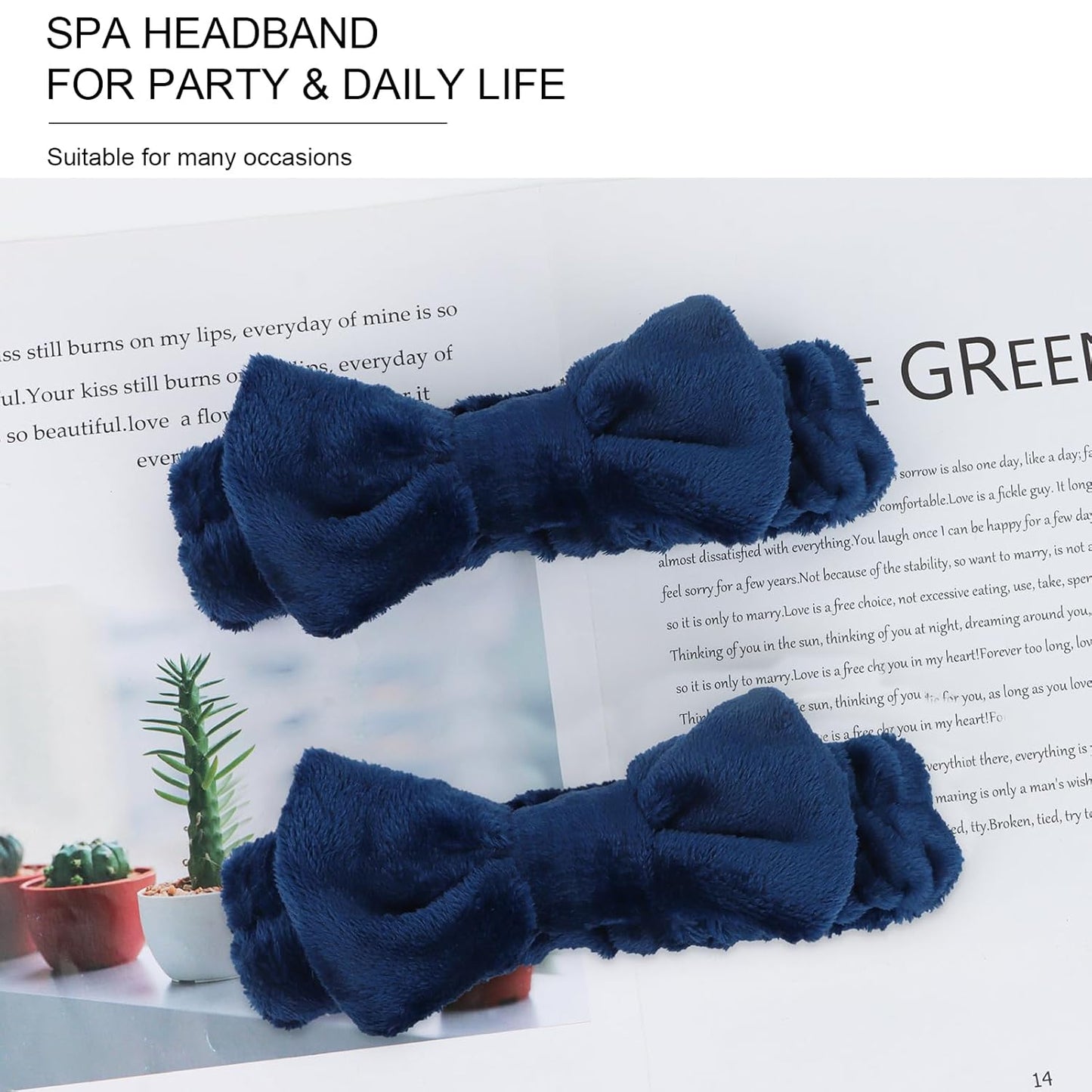 CIEHER 8 Pcs Spa Headbands for Women Girls, Dark Blue Spa Headband for Bachelorette Party Sleep Party, Skincare Makeup Face Wash, Bachelorette Gifts for Bridesmaid