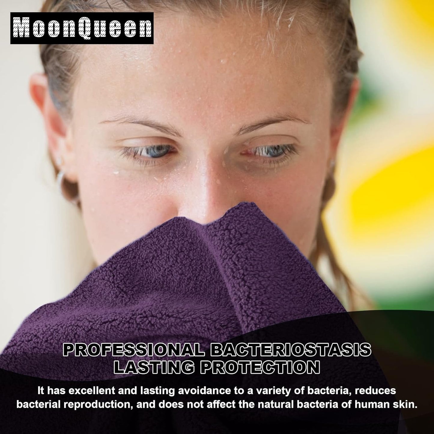MOONQUEEN Microfiber Facial Cloths Fast Drying Washcloth 12 Pack - Premium Soft Makeup Remover Cloths - Grape Purple