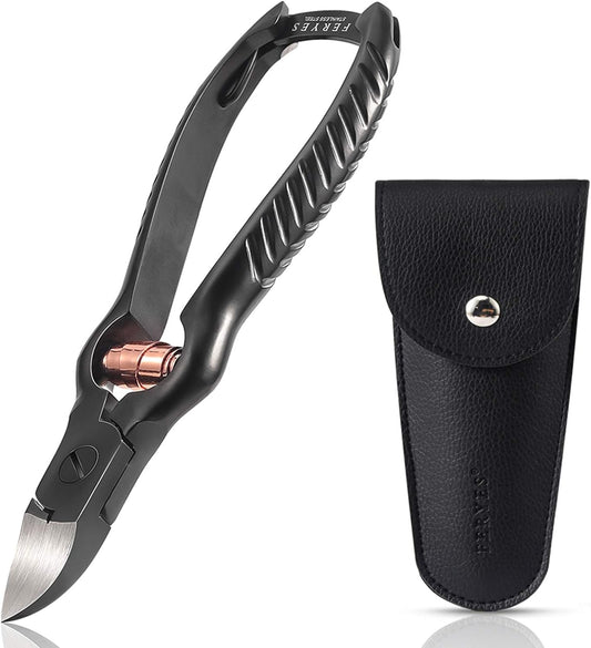 FERYES Precision Toenail Clippers for Thick or Ingrown Toenails - Secure and Stylish Design Thick Nail Clipper - W/Leather Case