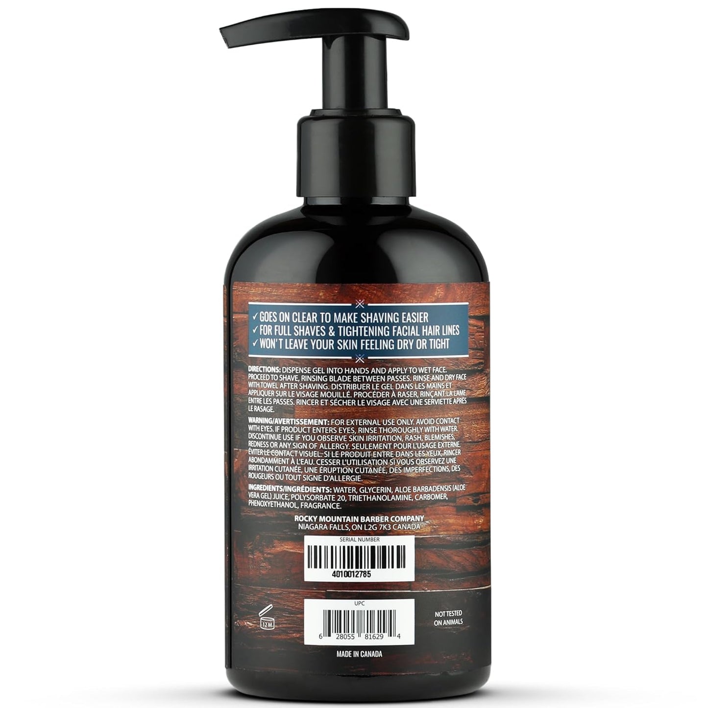 Men's Shave Gel - Clear Shaving Gel So You Can See Where You Are Shaving – For Full Shaves and Tightening Beard Lines - 8oz by Rocky Mountain Barber Company