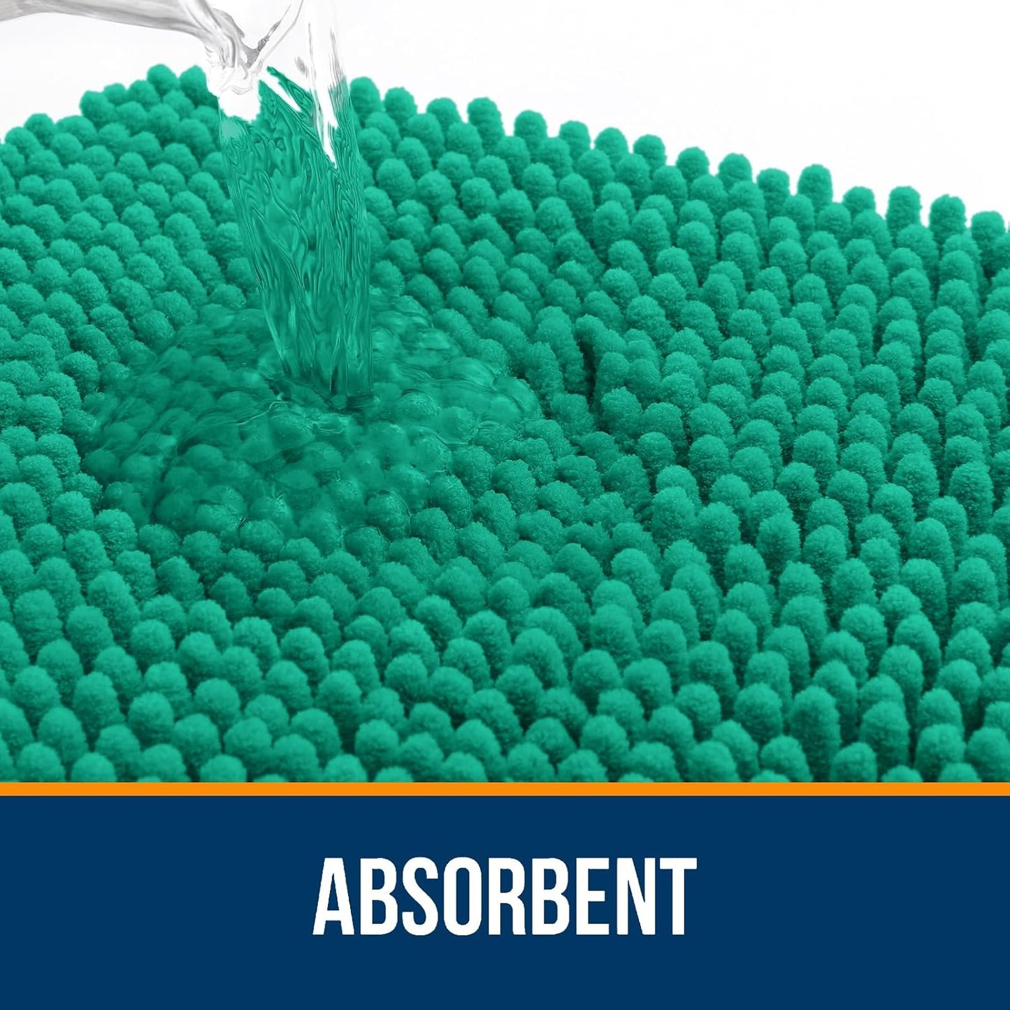 OLANLY Bathroom Rugs 30x20, Extra Soft Absorbent Chenille Bath Rugs, Rubber Backing Quick Dry, Machine Washable Bath Mats for Bathroom Floor, Tub and Shower, Home Decor Accessories, Emerald