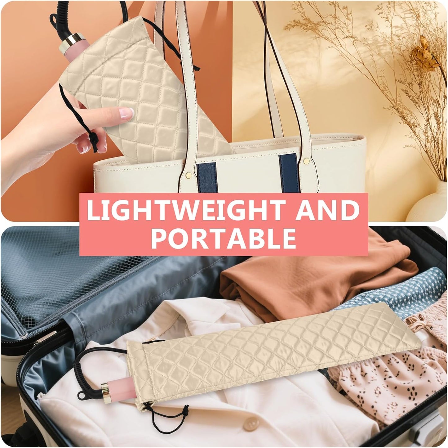 AMIJEAL Heat Resistant Hair Tools Organizer Bag Portable Travel Drawstring Storage Cover Pouch for Hair Straightening Irons, Curling Irons, Flat Irons and Hot Styling Tools(16" x 4.3")