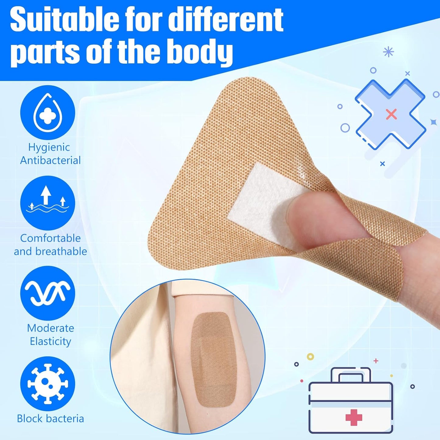 400 Pcs Flexible Fabric Adhesive Bandages Bulk Assorted Breathable Bandages for Finger Wound Family First Aid Skin Wrap(8 Styles)