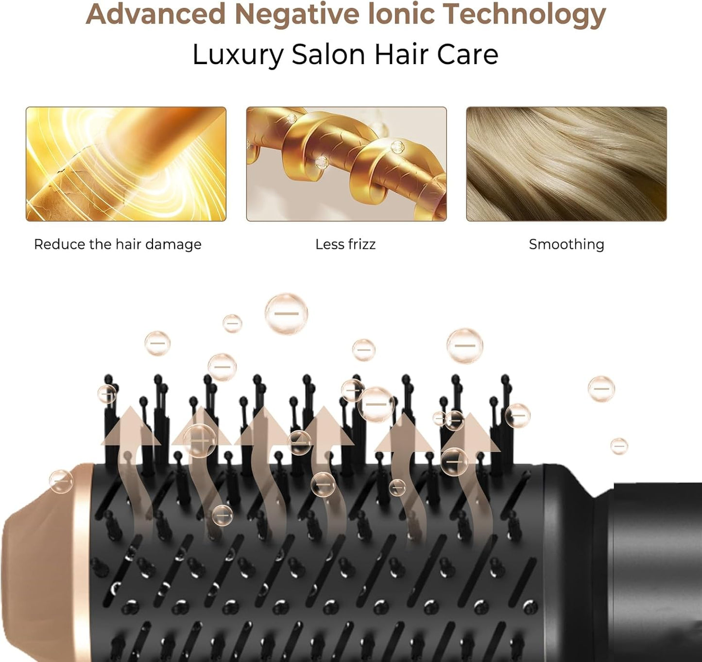 6 in ONE Hair Dryer Brush, Blow Dryer Curling Wand Hair Styling Tools Set, Ionic Hot Air Massage Oval Blowout Hair Dryer, Left&Right Hair Styler