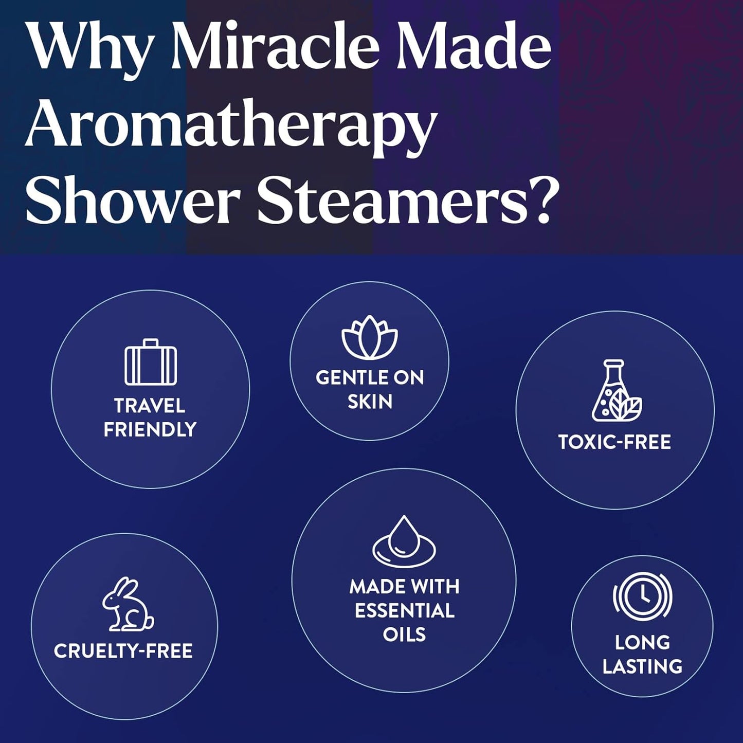 Miracle Made Variety Pack Aromatherapy Shower Steamers – Essential Oil Shower Bombs for Relaxation, Nasal Relief & Daily Self-Care – 6 Shower Melt Tablets with Dried Flowers