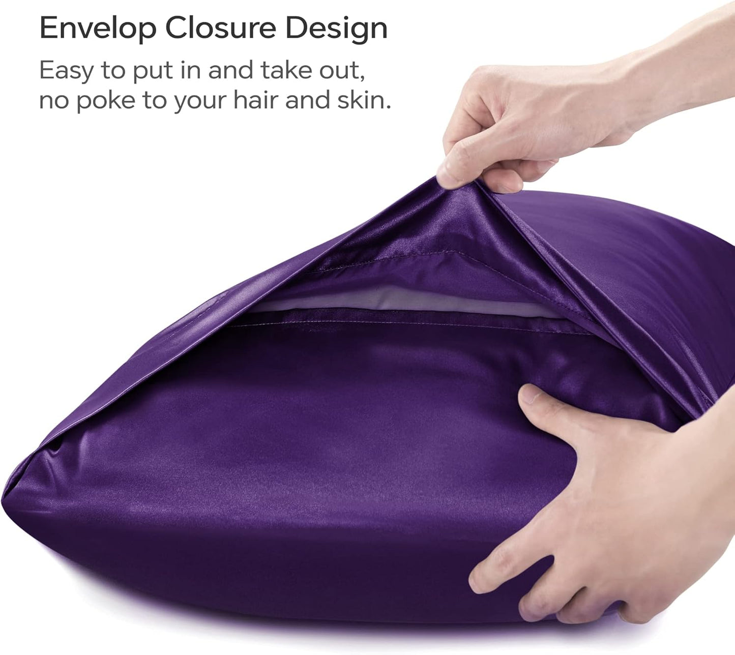 BEDELITE Satin Body Pillow Cover, Super Soft and Cooling Body Pillow Pillowcase for Hair and Skin, Breathable Silky Full Long Pillowcase Cover(20"x54", Plum Purple)