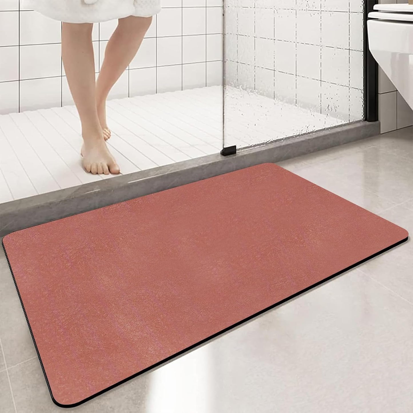 Diatomaceous Earth Bath mat Bathroom Rugs Super Absorbent Quick Dry Non Slip Bath Mat Thin Bathroom Floor Mats Fit Under Door-Shower Rug for in Front of Bathtub Shower, Brown, 15.7"x35.4"
