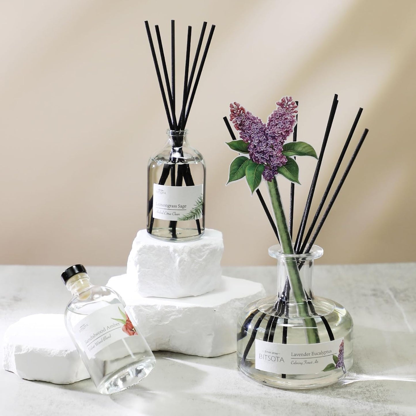 Reed Diffuser Set, 3.52 oz (100ml) Scented Diffuser with Sticks Home Fragrance Reed Diffuser for Bathroom Shelf Decor, Ideal Gift for Woman (Vanilla Cream)