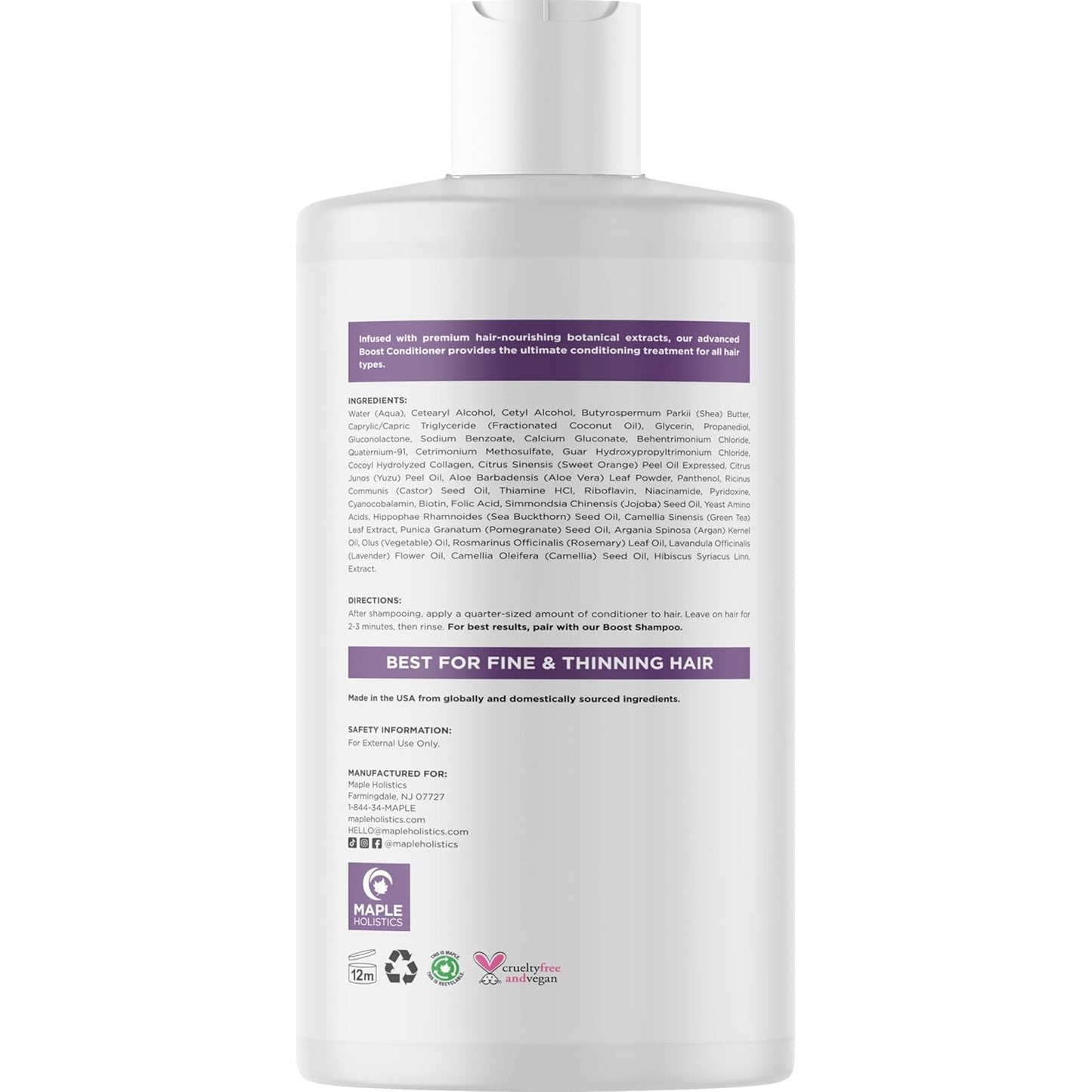 Boost Biotin Conditioner for Thinning Hair - Sulfate Free Biotin and Collagen Conditioner for Women & Men with Moisturizing and Volumizing Castor and Rosemary Oil for Fine Weak & Dull Hair (16 Fl Oz)