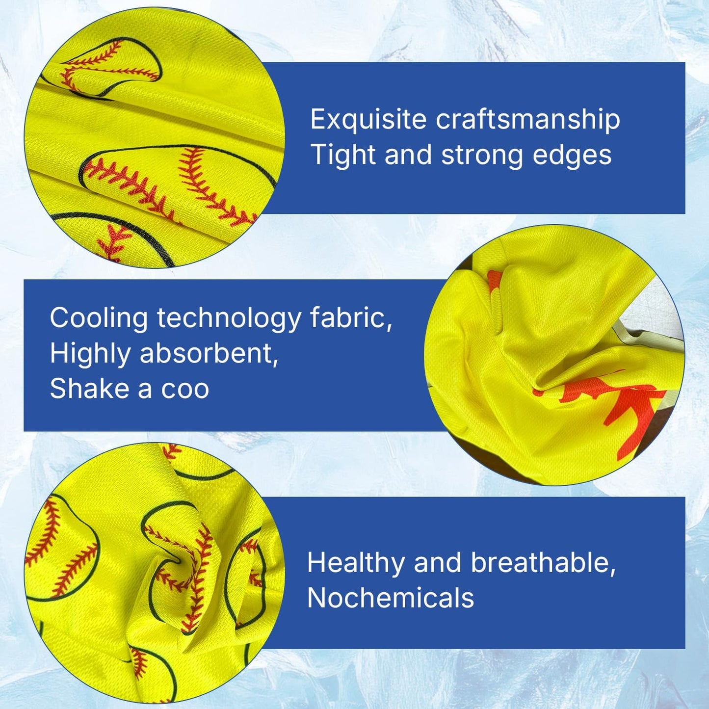 OPSO Softball Cooling Towel Set, 40 x 12 inches, 12 Pack, Microfiber Sports Towels for Baseball, Soccer, Golf LCE Towel Microfiber Sports Towels for Player (Softball 4)