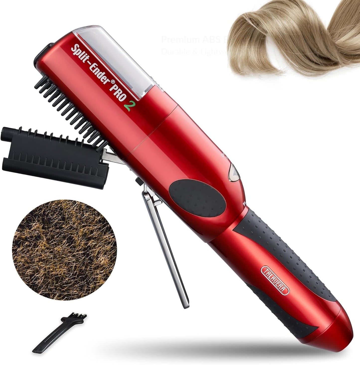 Split-Ender Pro 2 - Original Professional Beauty Tool - Cordless Split End Hair Trimmer for Damaged, Dry, Brittle, Frizzy, Curly or Straight Hair (Red)