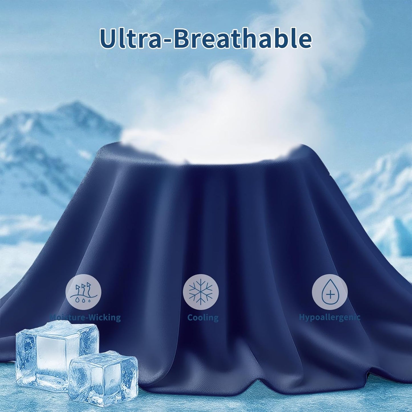 Cooling Pillow Cases 2 Pack for Hot Sleepers and Night Sweats, Ice Cool Pillow Covers Queen Size Set of 2 for Hair Skin Reduces Wrinkles&Frizz Softer Than Silk Pillow Case, Envelope Closure Royal Blue