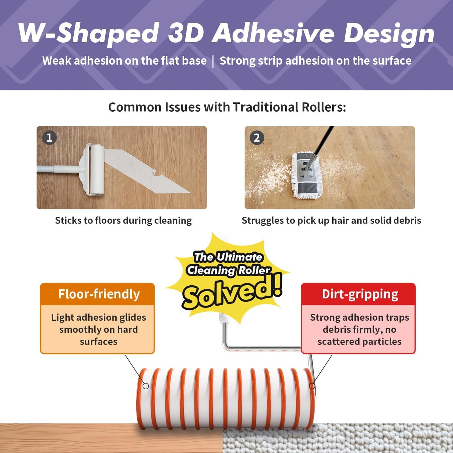 Lint Roller Refills 6.3 inch Bulk 6Rolls Total 300 Sheets Extra Sticky Lint Remover