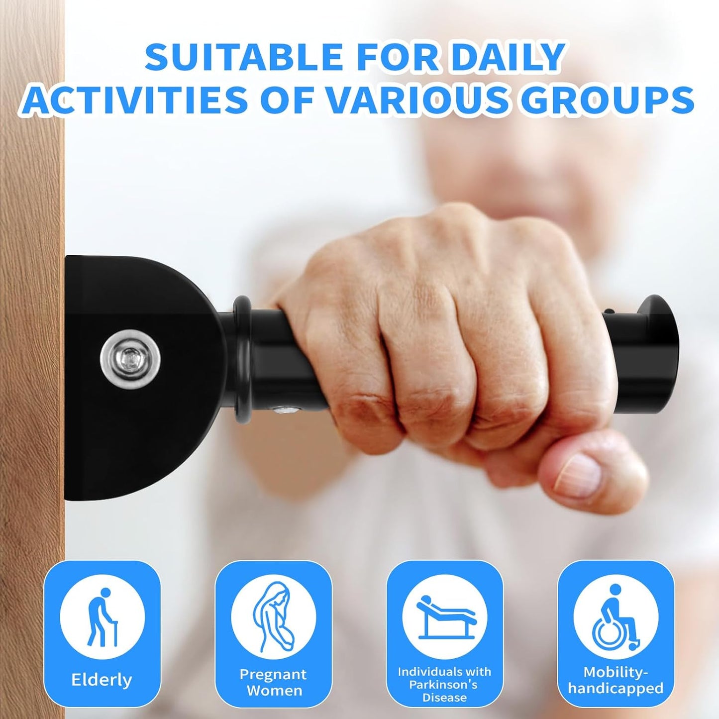 Flip Up Grab Bar for Doorway,Door Assistant Support Grip Handle,Wall Flip Assist Handle for Elderly,Supports Up to 300lbs (Black 1pcs)