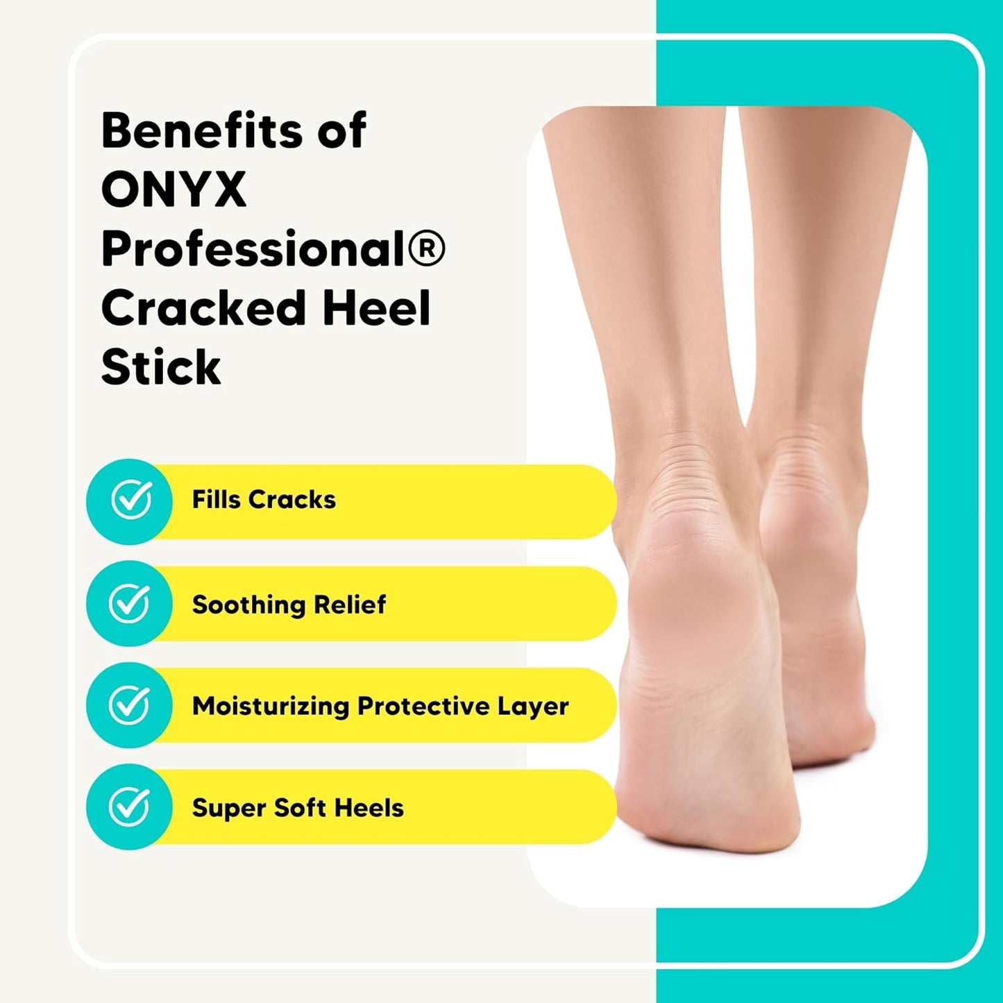 Onyx Professional Cracked Heel Repair Balm Stick, Tea Tree Eucalyptus Scent, 2 Pack - Dry Heels Dry Cracked Feet Treatment, Moisturizing Heel Balm Rolls On, No Mess Like Foot Cream or Foot Lotion