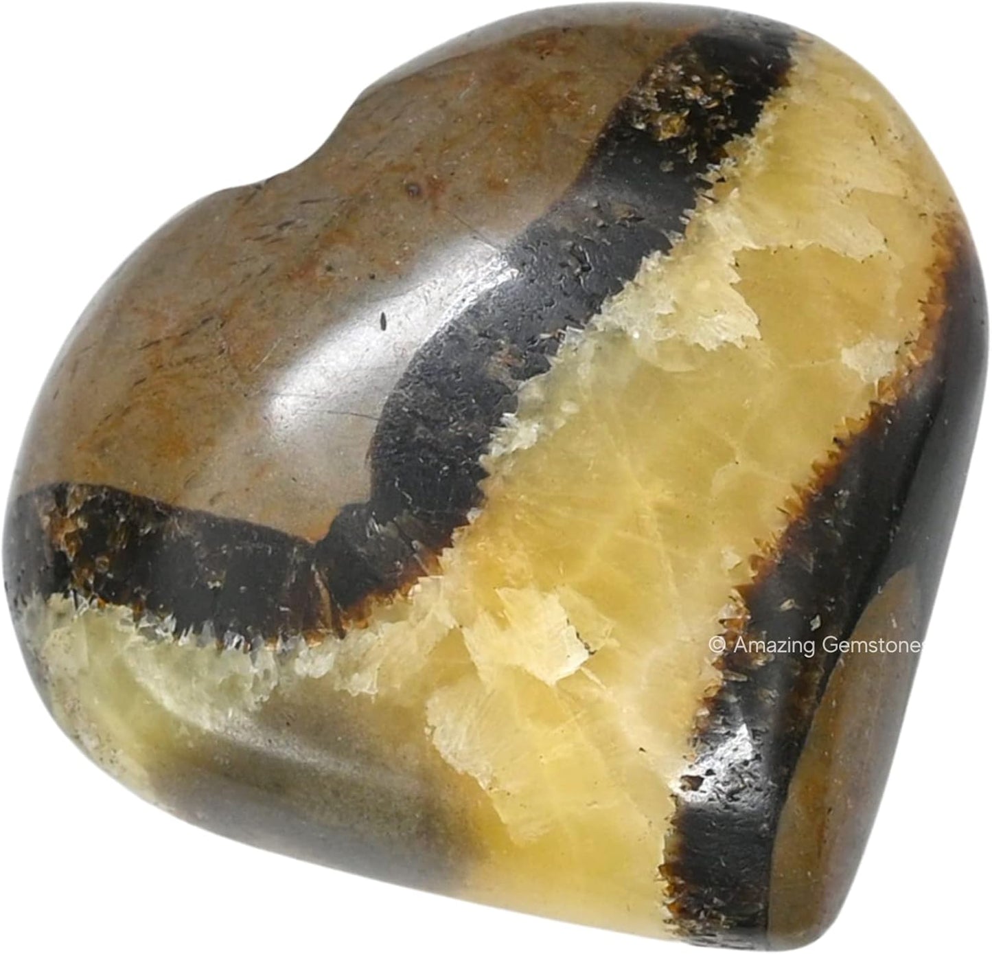 Amazing Gemstone Septarian Crystal Heart Palm Stone - Pocket Massage Worry Stone for Natural Body Chakra Balancing, Reiki Healing and Crystal Grid