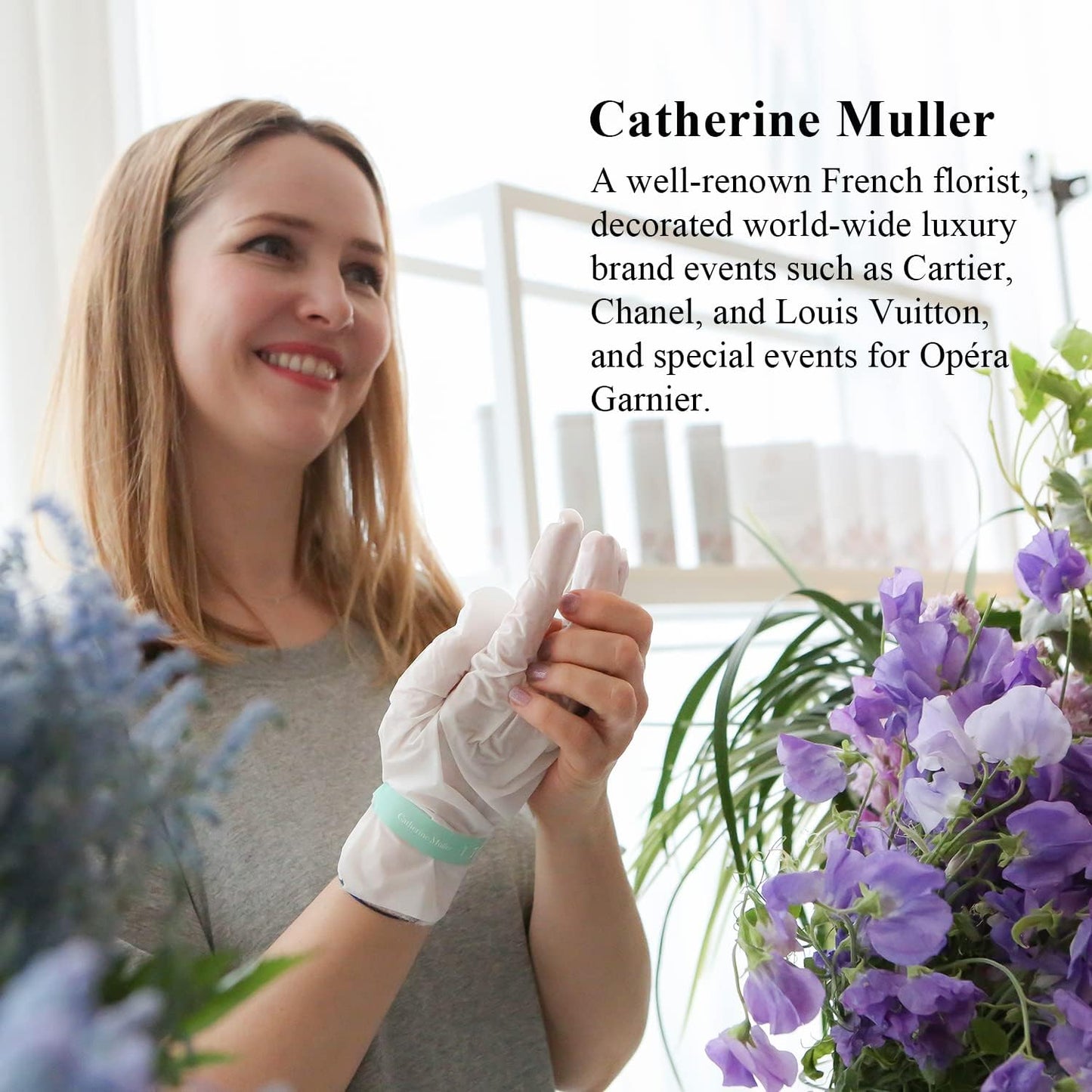 Catherine Muller Floral Hand Mask 8 Pairs, Moisturizing Gloves for Dry Hands with Elder Flower & CICA, Repairing and Nourishing Hand Care Treatment for Cracked, Rough, and Dry Skin, Stocking Stuffers