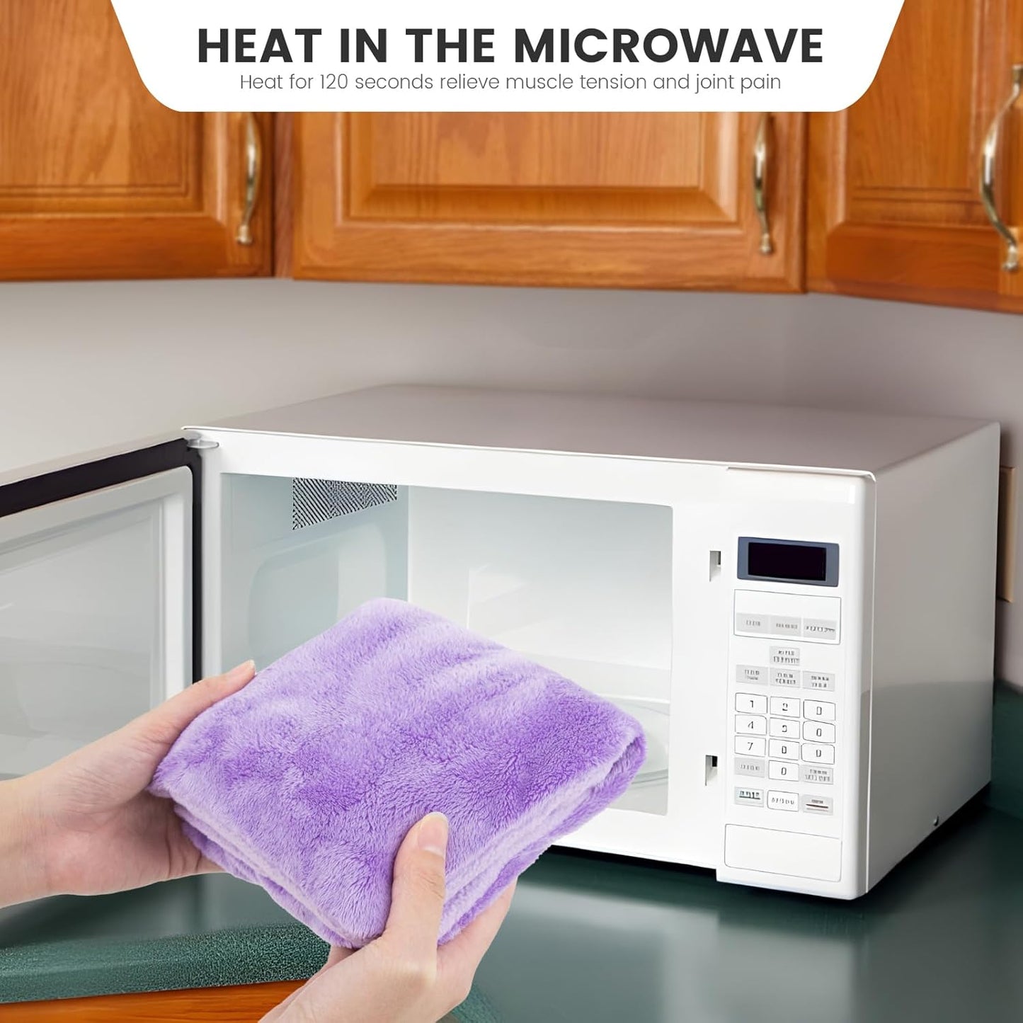 Microwave Heating Pad with Washable Cover, 6.5 X 12“ Microwavable Heating Pads for Neck and Shoulders and Back, Warm Compress for Knee, Muscles, Joints, Wrist, Abdomen (Purple)