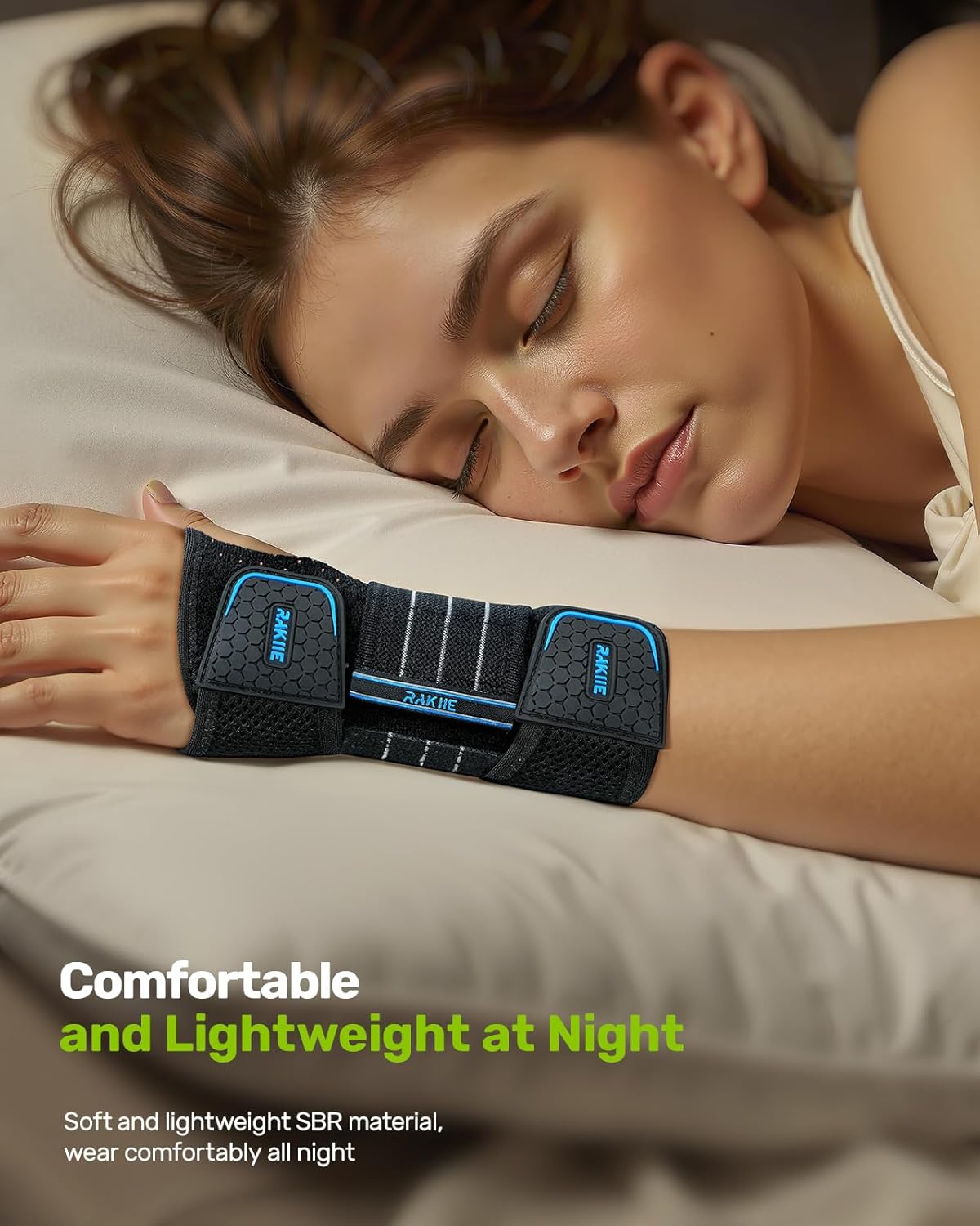 Carpal Tunnel Wrist Brace, Adjustable Night Wrist Support with 3 Metal Splints, Hand Brace for Men Women No Pressure on Thumb, Splint Stabilizer for Work, Blue Left Hand, Size L