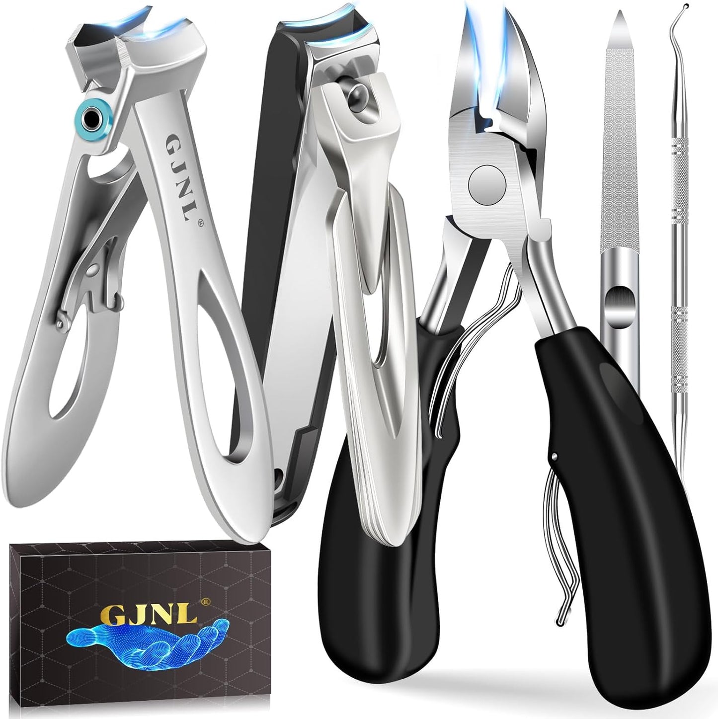 Toe Nail Clippers for Thick Nails - 5PCS Heavy Duty Toenail Clipper for Men, 37mm/16mm Wide Jaw Opening Nail Clippers