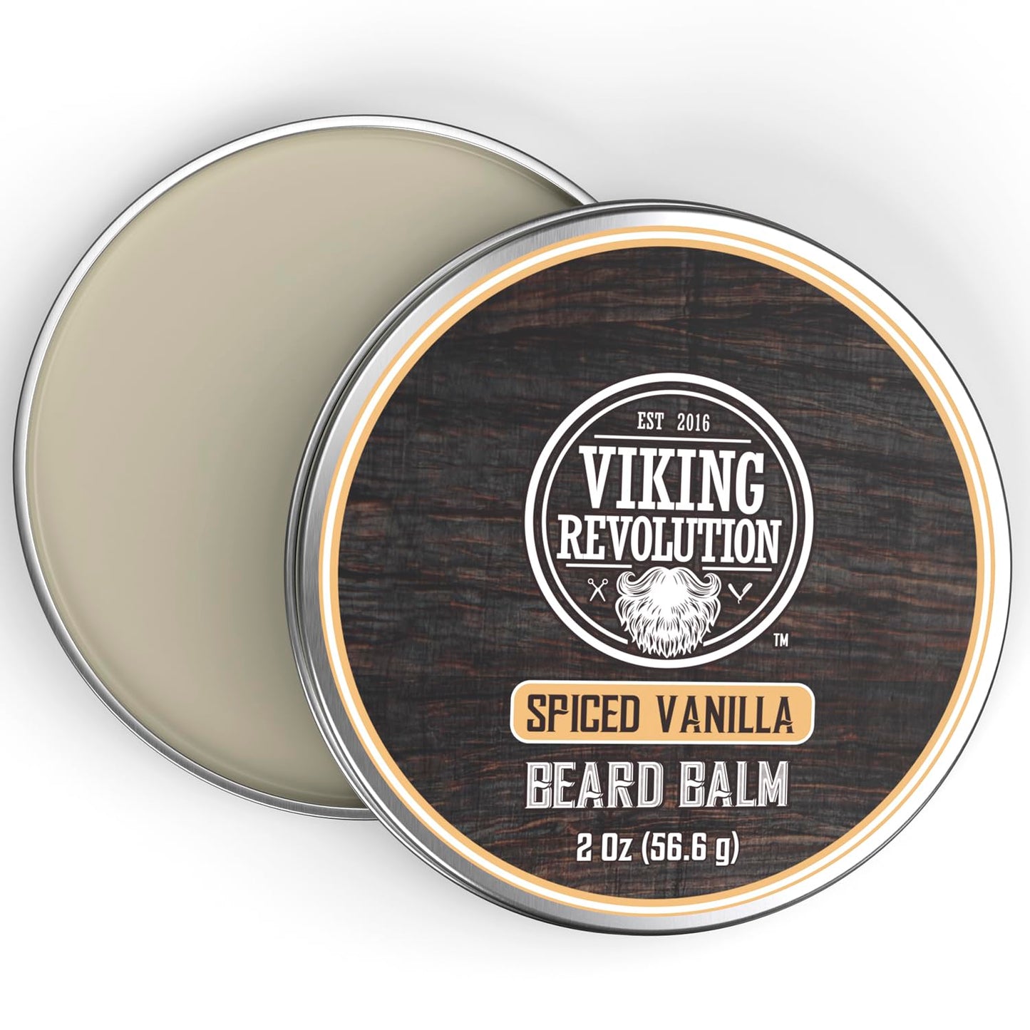Viking Revolution Spiced Vanilla Beard Balm - Beard Butter with Argan Oil, Beard Softener for Men with Jojoba Oil - Beard Moisturizer for Men with Beeswax - Beard Wax for Men (2oz, 1 Pack)