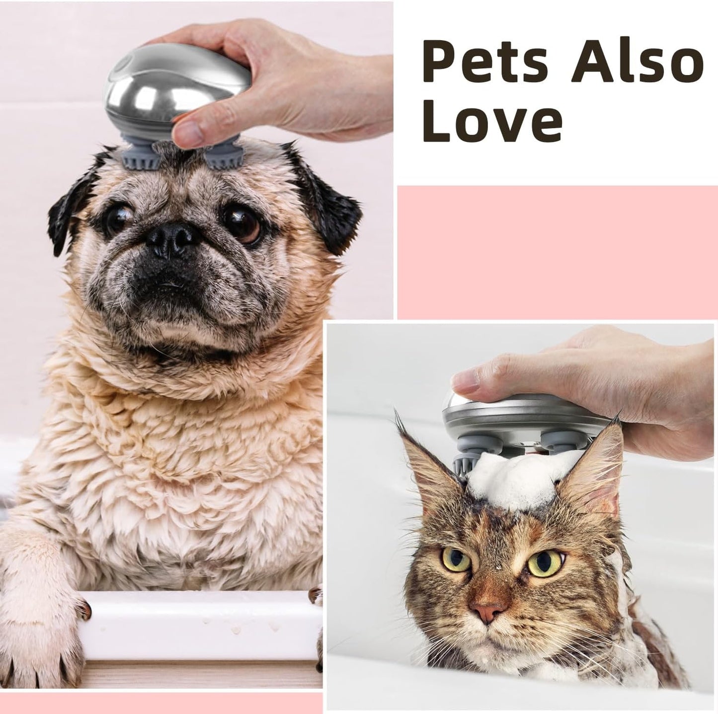 cotsoco Electric Pet Massager for Cats and Dogs Care with 8 Massage Heads, Handheld Cordless Head Scratcher Scalp Massager for Hair Growth, Deep Clean and Stress Relax, Gifts for Women, Men,Pets